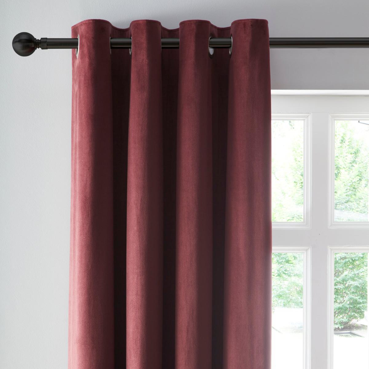 Reversible Merlot and Charcoal Velour Eyelet Curtains Red and Charcoal – image 8