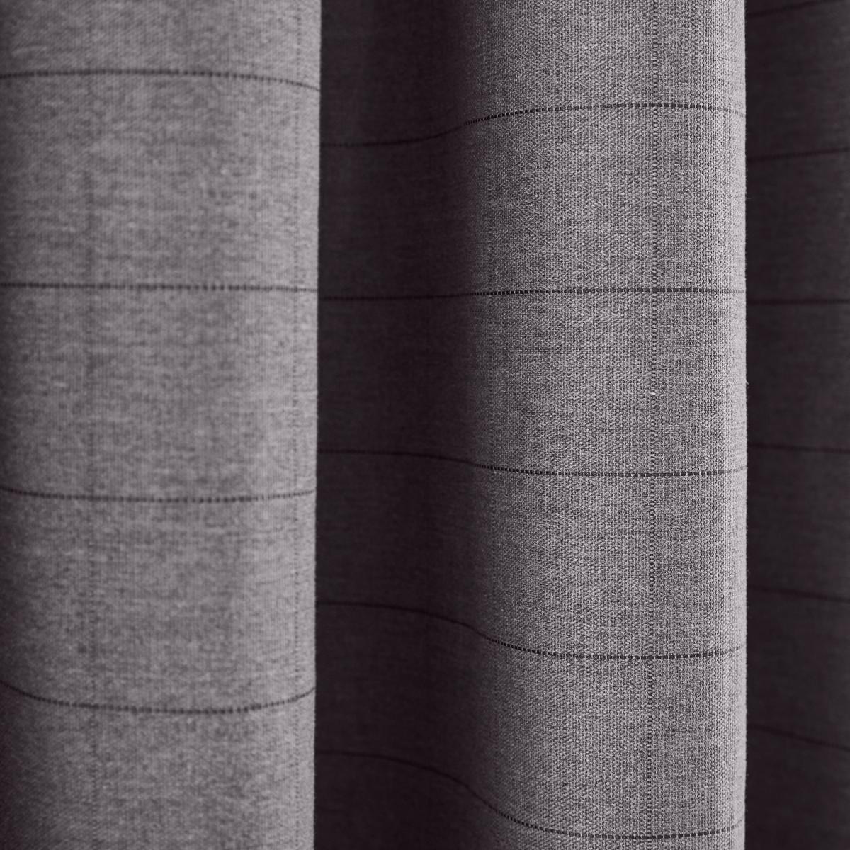 Recycled Burley Check Grey Eyelet Curtains Grey – image 3