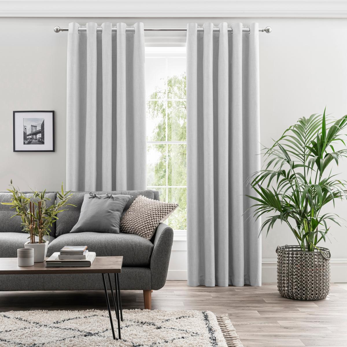 Touch of Linen Silver Thermal Ultra Blackout Eyelet Curtains Silver – image 2