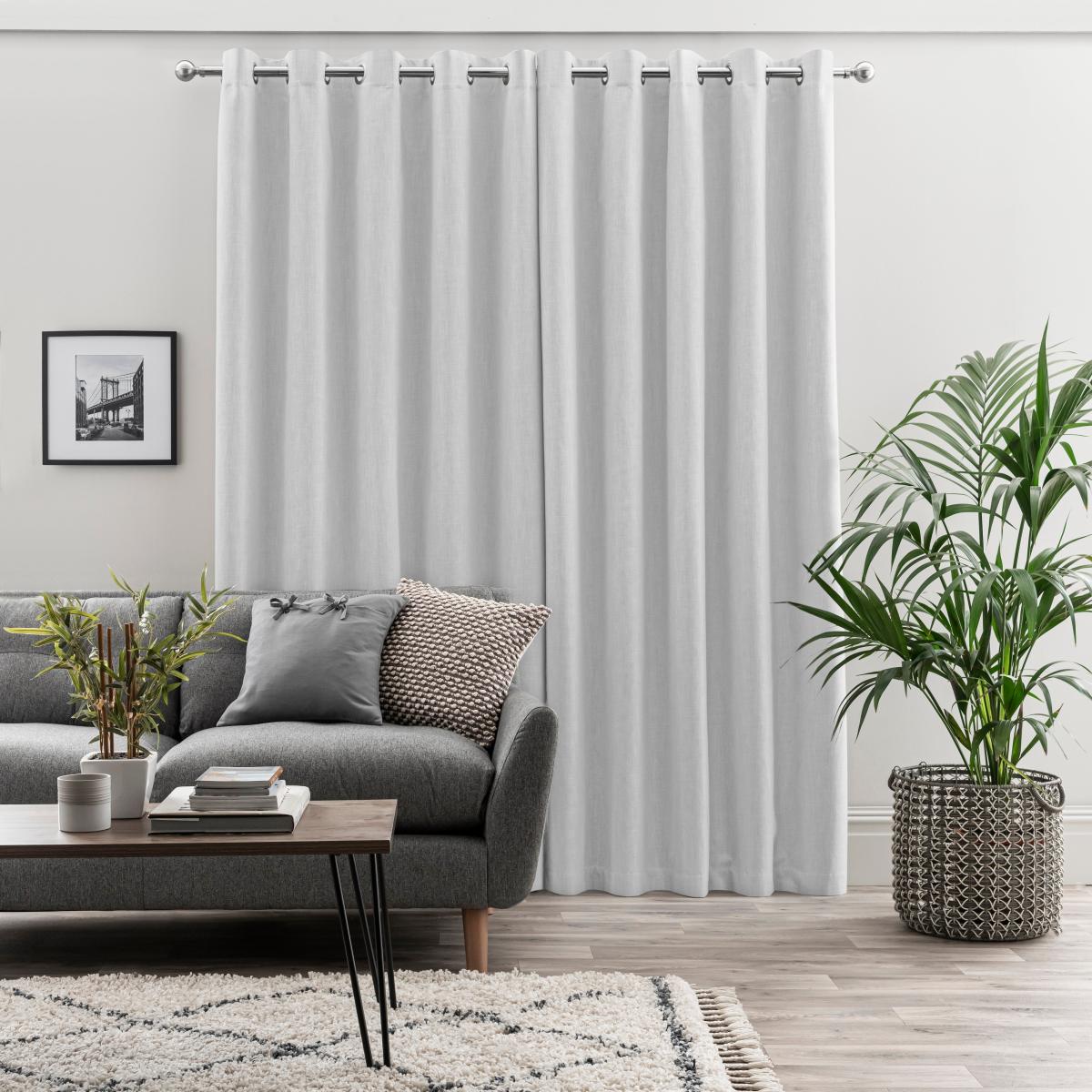 Touch of Linen Silver Thermal Ultra Blackout Eyelet Curtains Silver – image 4