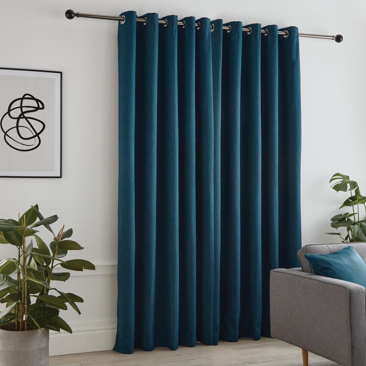 Jupiter Peacock Blackout Eyelet Curtains Blue – image 2