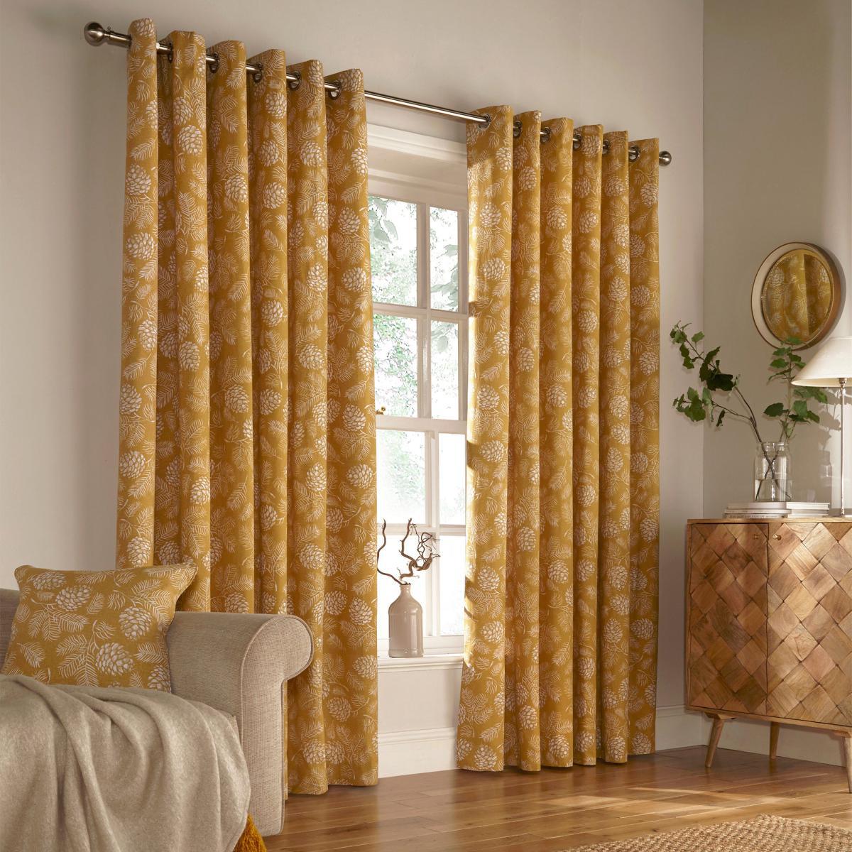 Irwin Mustard Eyelet Curtains Yellow and White – image 2