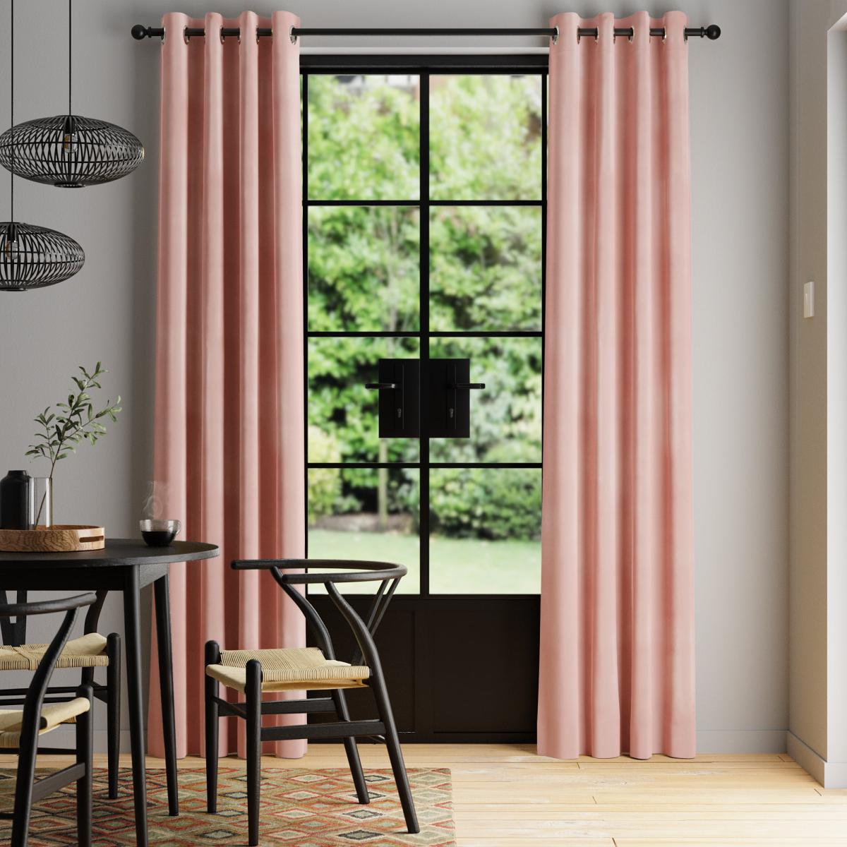 Phoenix Velour Blush Thermal Eyelet Curtains Blush – image 2