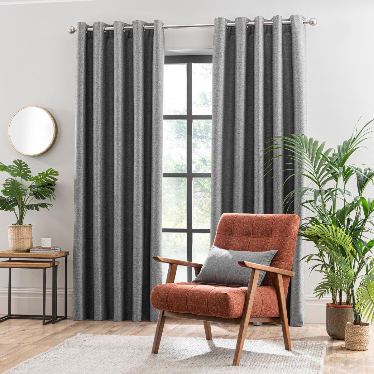 Metropolitan Grey Eyelet Blackout Curtains Grey – image 2