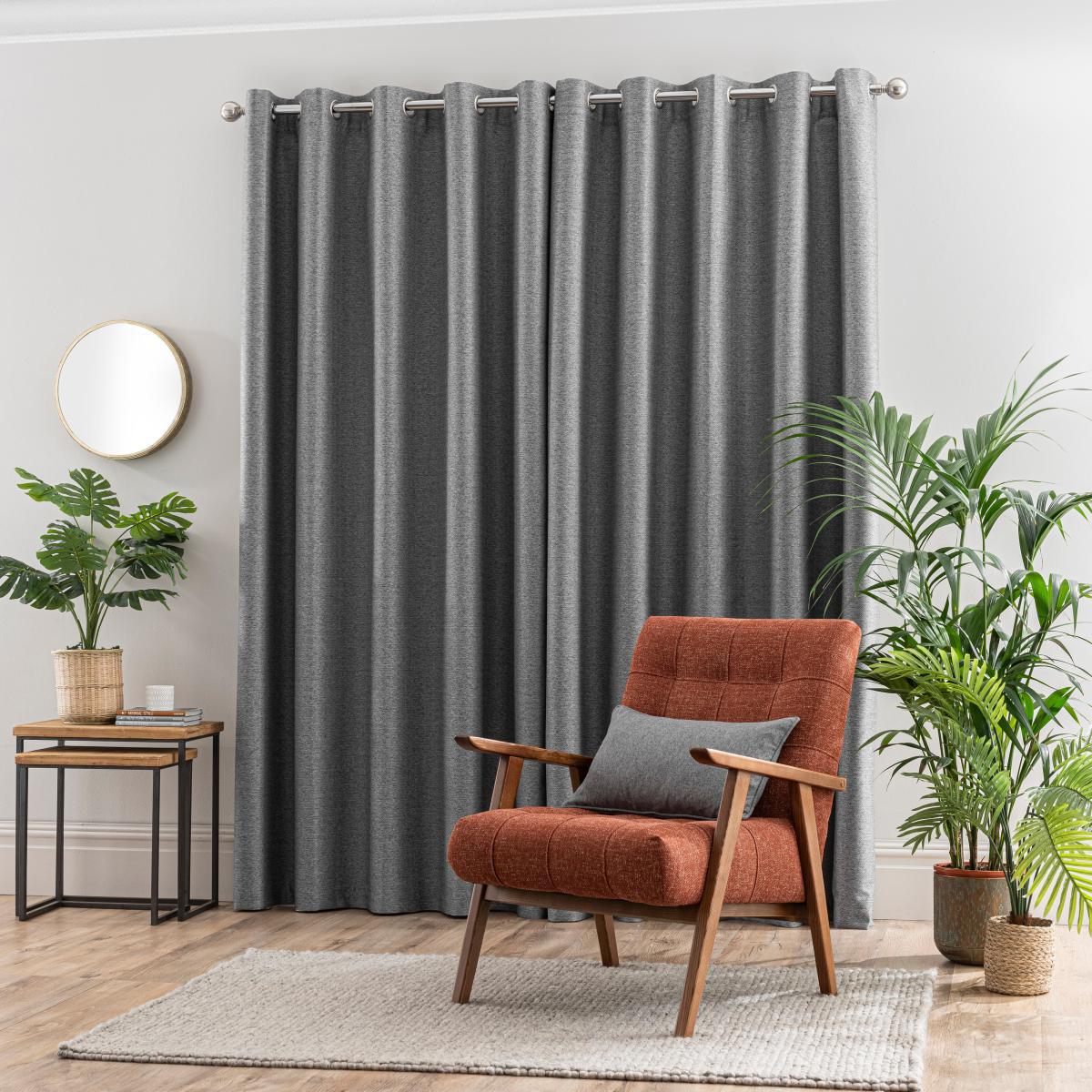 Metropolitan Grey Eyelet Blackout Curtains Grey – image 3