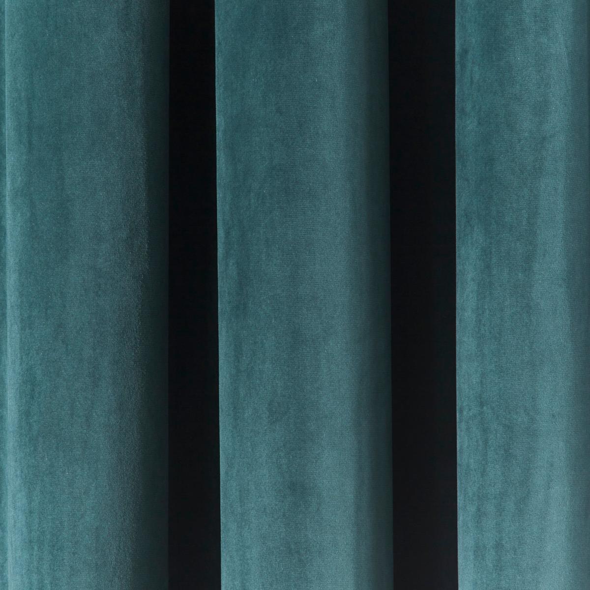 Reversible Peacock Green and Navy Velour Eyelet Curtains Green and Navy Blue – image 7
