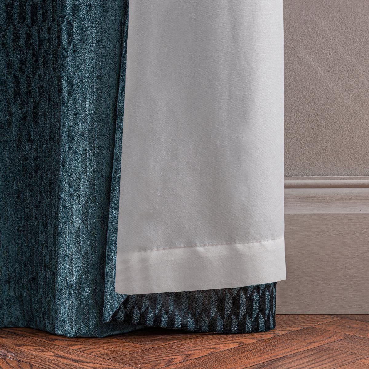 Valencia Velvet Geometric Teal Eyelet Curtains Blue – image 5