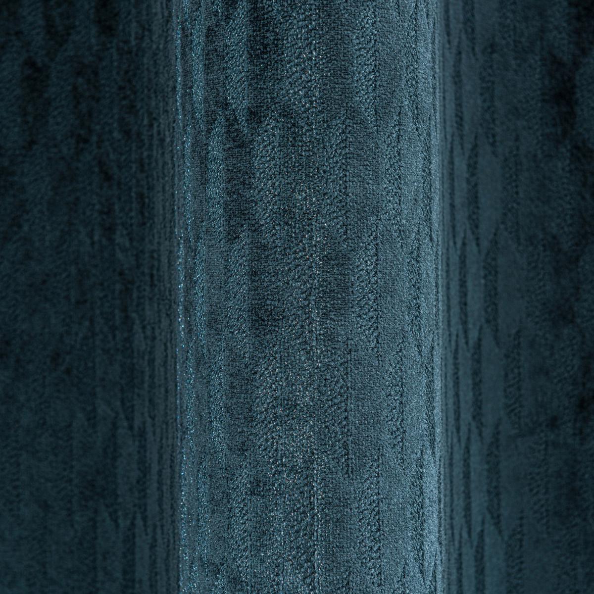 Valencia Velvet Geometric Teal Eyelet Curtains Blue – image 6