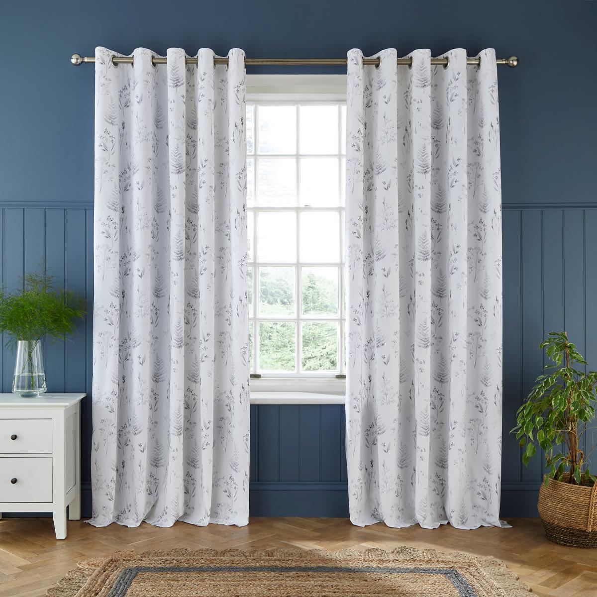 Dorma Purity Botanical 100% Cotton Grey Eyelet Curtains Grey – image 2
