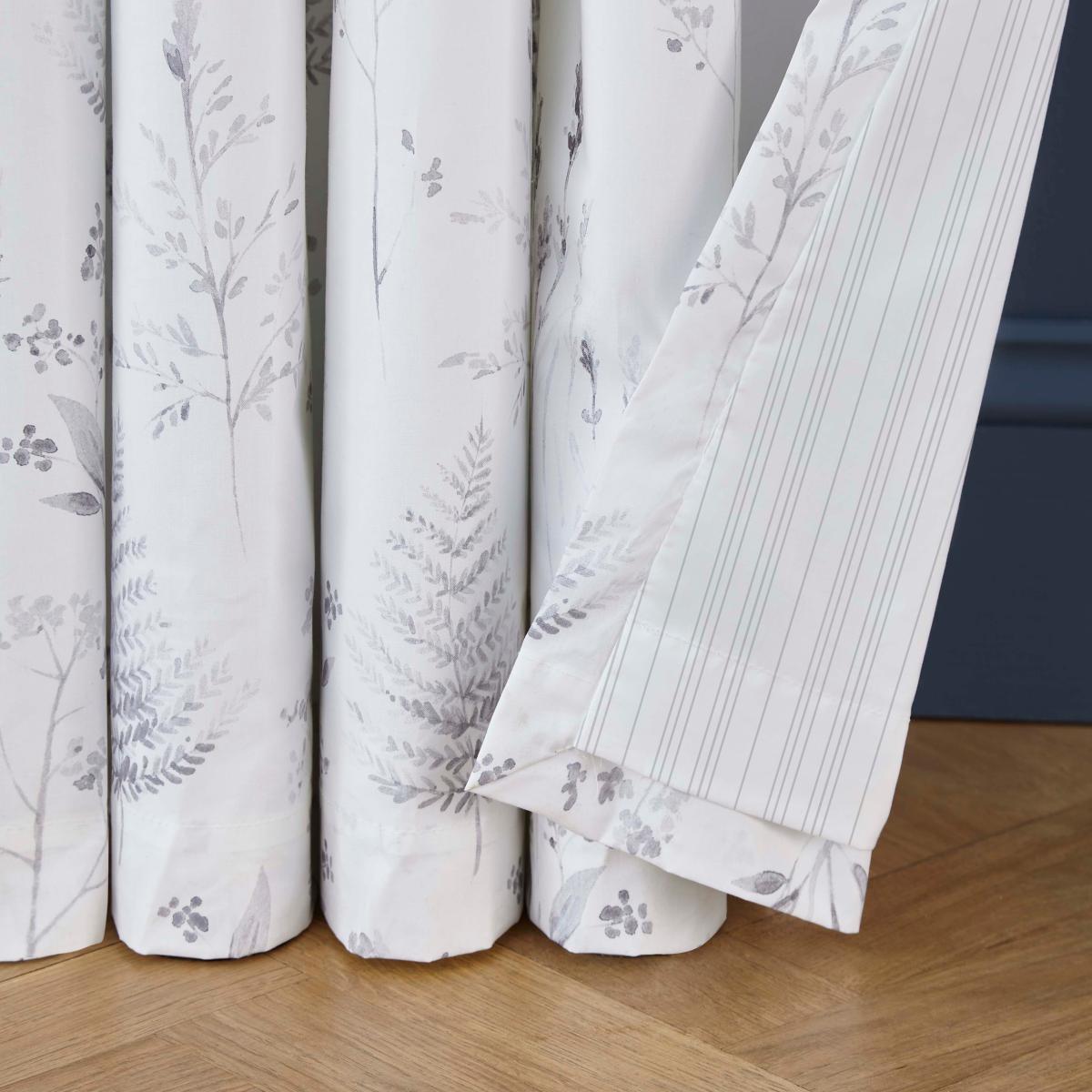 Dorma Purity Botanical 100% Cotton Grey Eyelet Curtains Grey – image 3