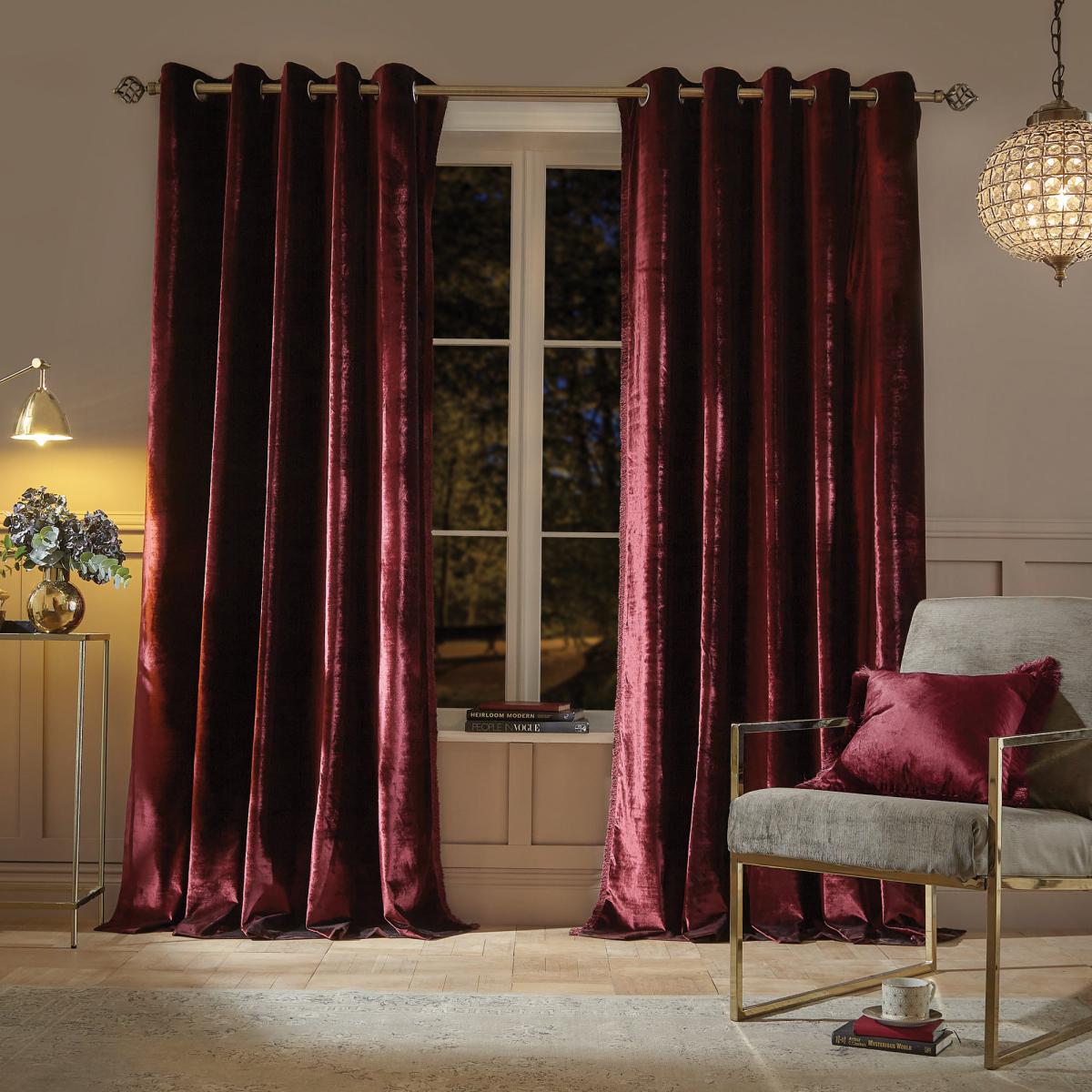 Keston Claret Eyelet Curtains Claret – image 2
