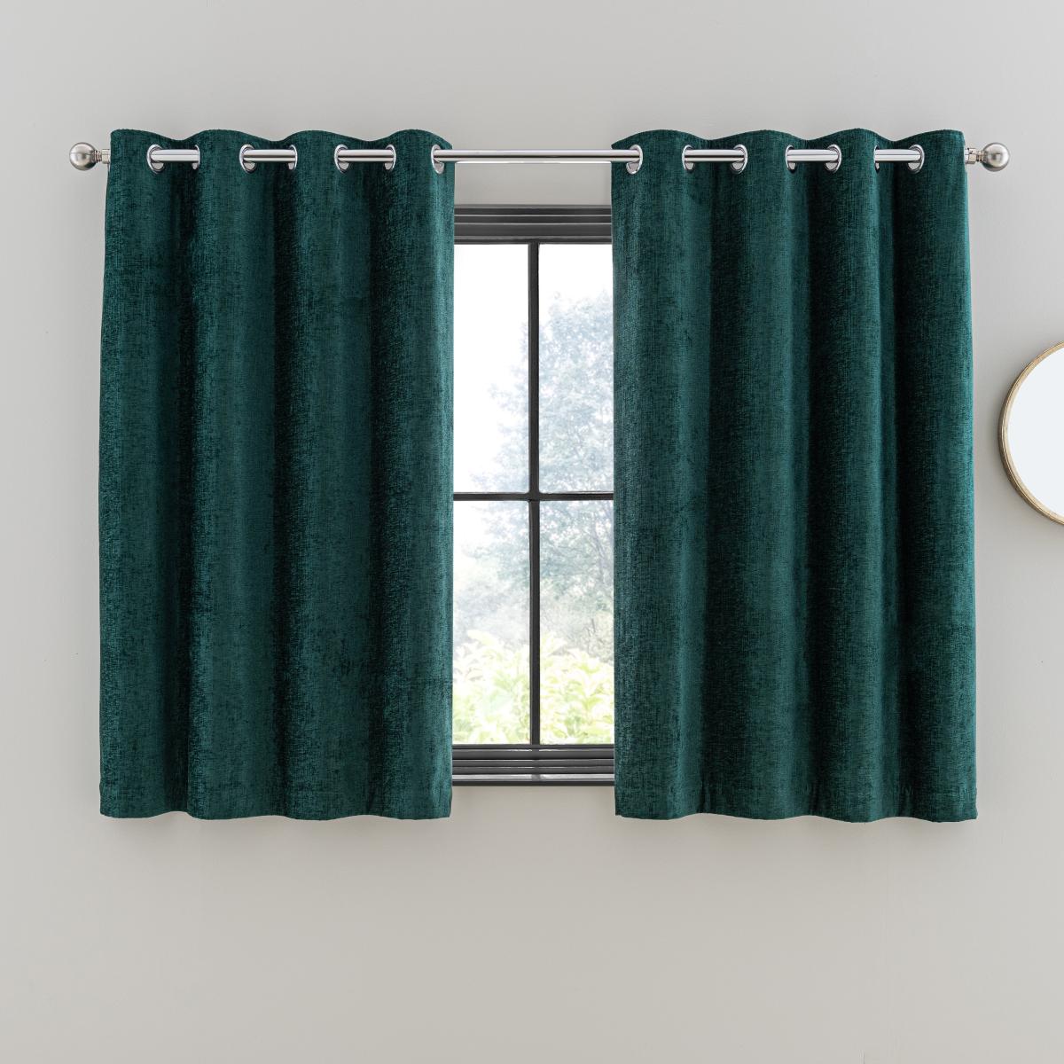 Chenille Emerald Eyelet Curtains Green – image 6
