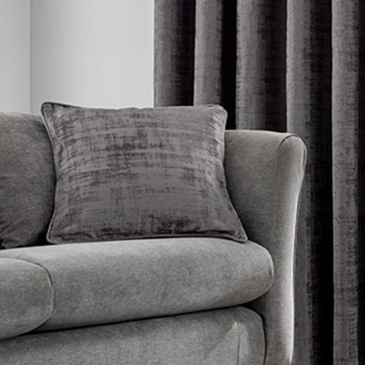 Ruben Grey Velour Eyelet Curtains Grey – image 5