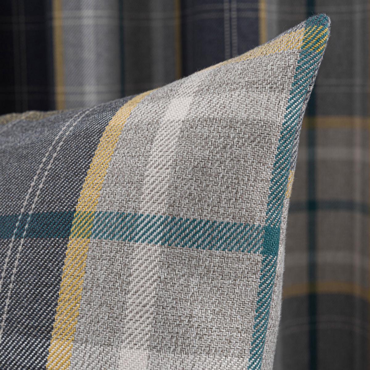 Astley Navy Check Eyelet Curtains Navy Blue, Yellow and Green – image 7