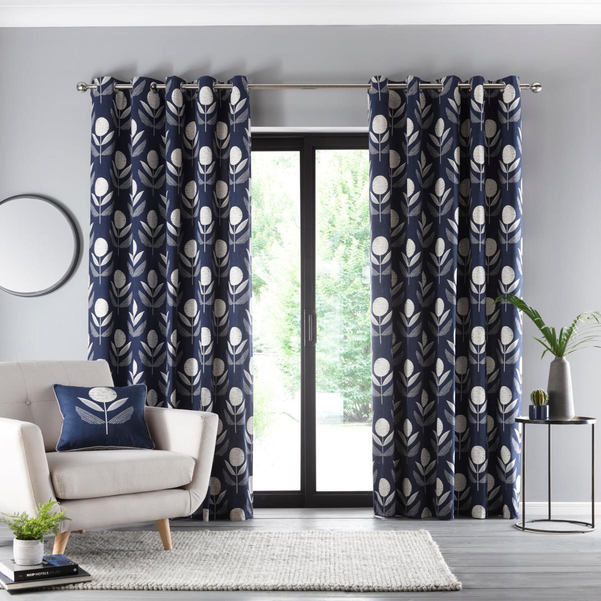 Elements Arna Navy Eyelet Curtains Navy – image 2