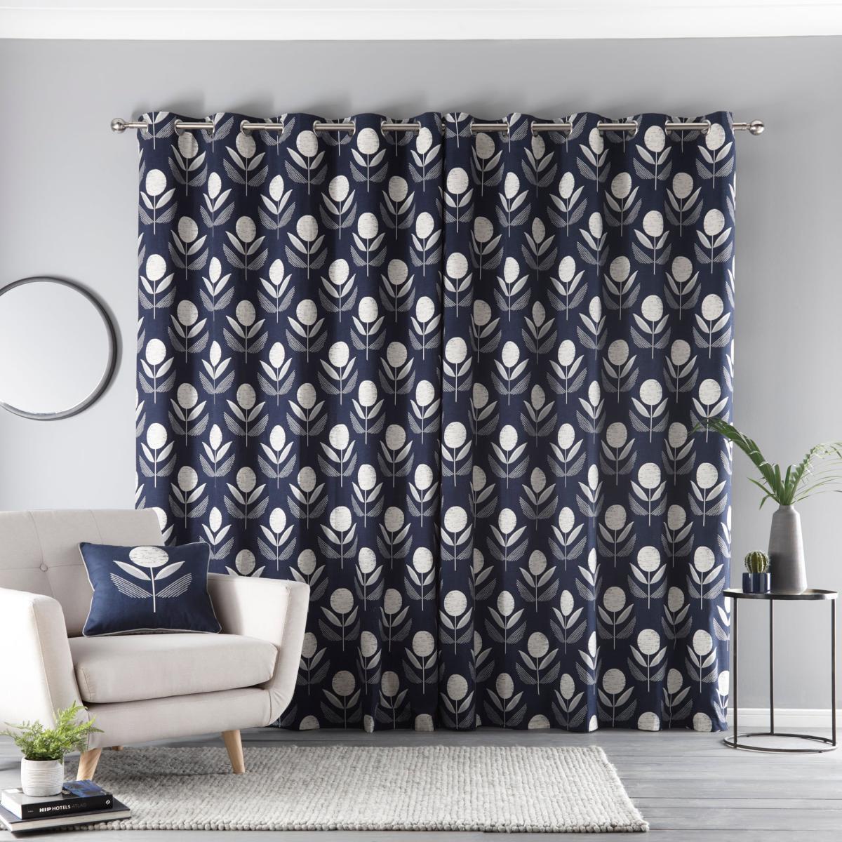Elements Arna Navy Eyelet Curtains Navy – image 3