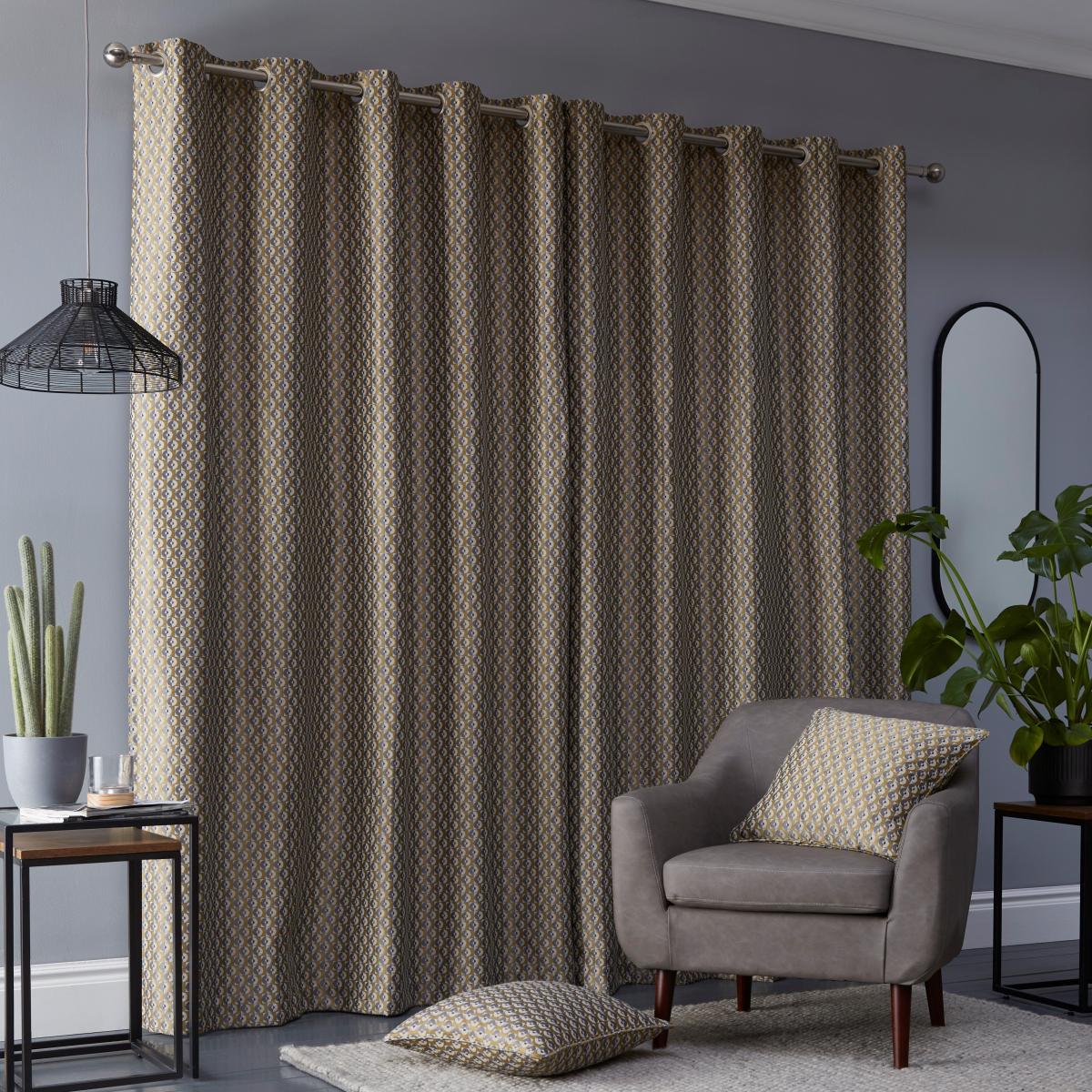 Elements Ivar Ochre Eyelet Curtains Yellow – image 3