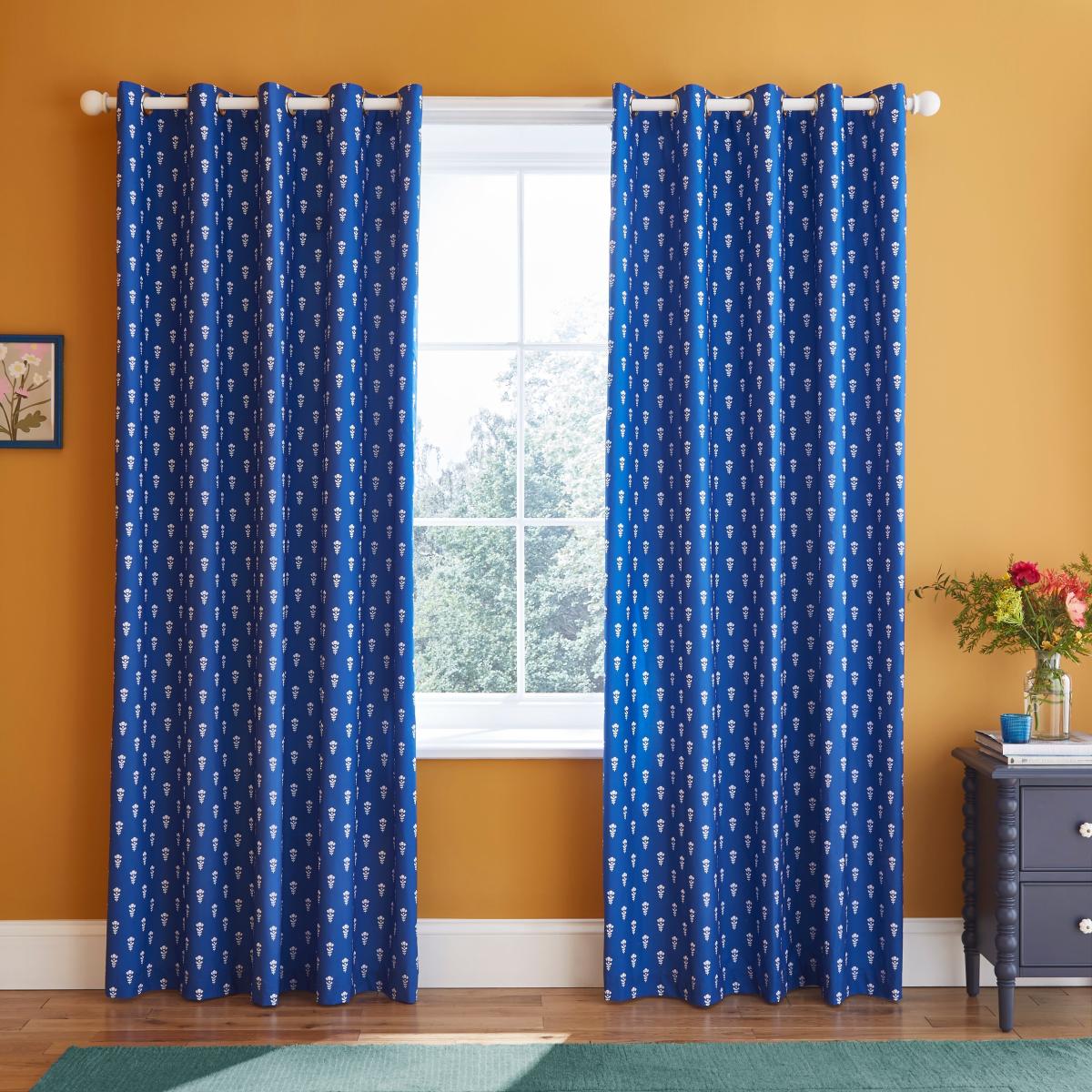 Bonnie Blue Blackout Eyelet Curtains Blue/White – image 2