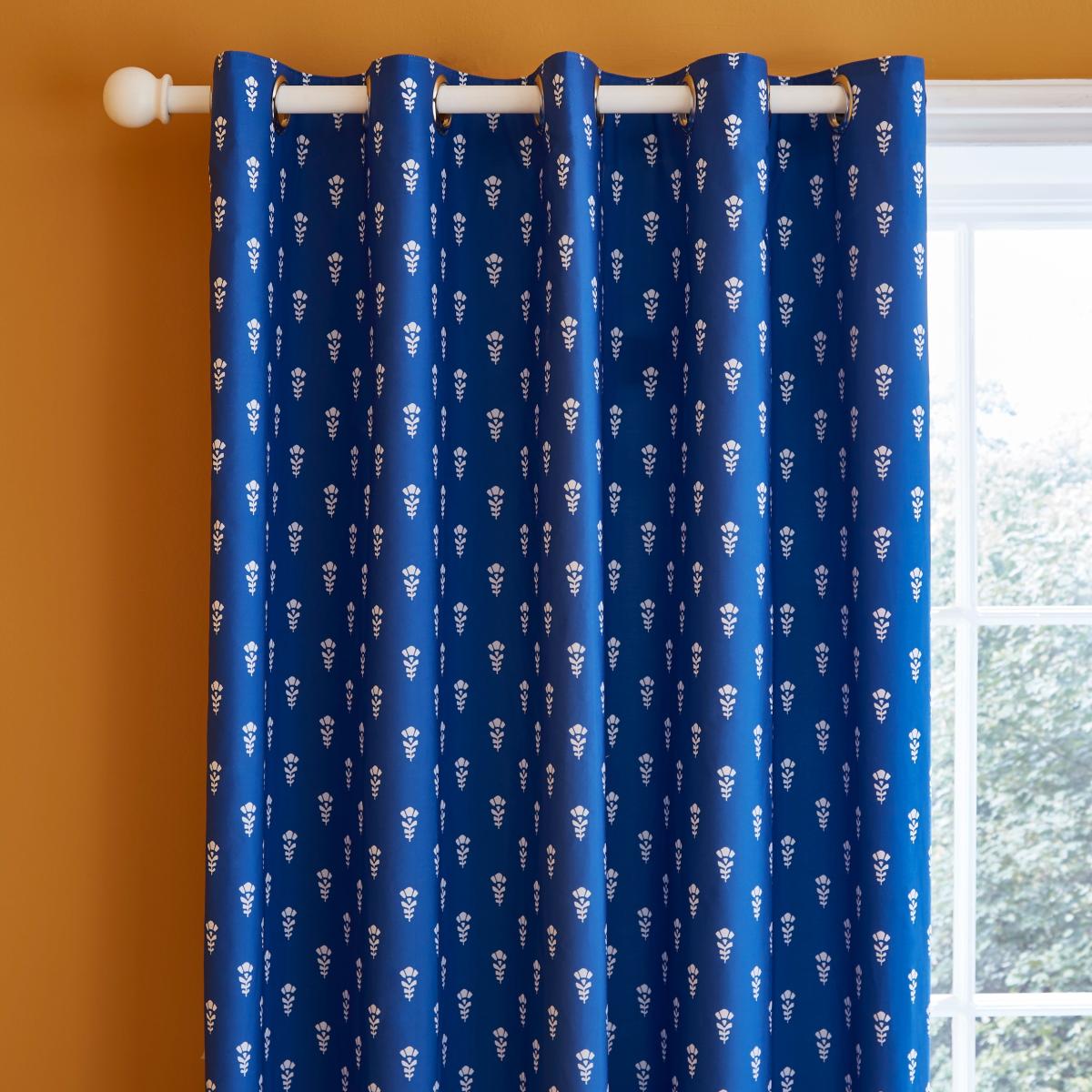Bonnie Blue Blackout Eyelet Curtains Blue/White – image 1