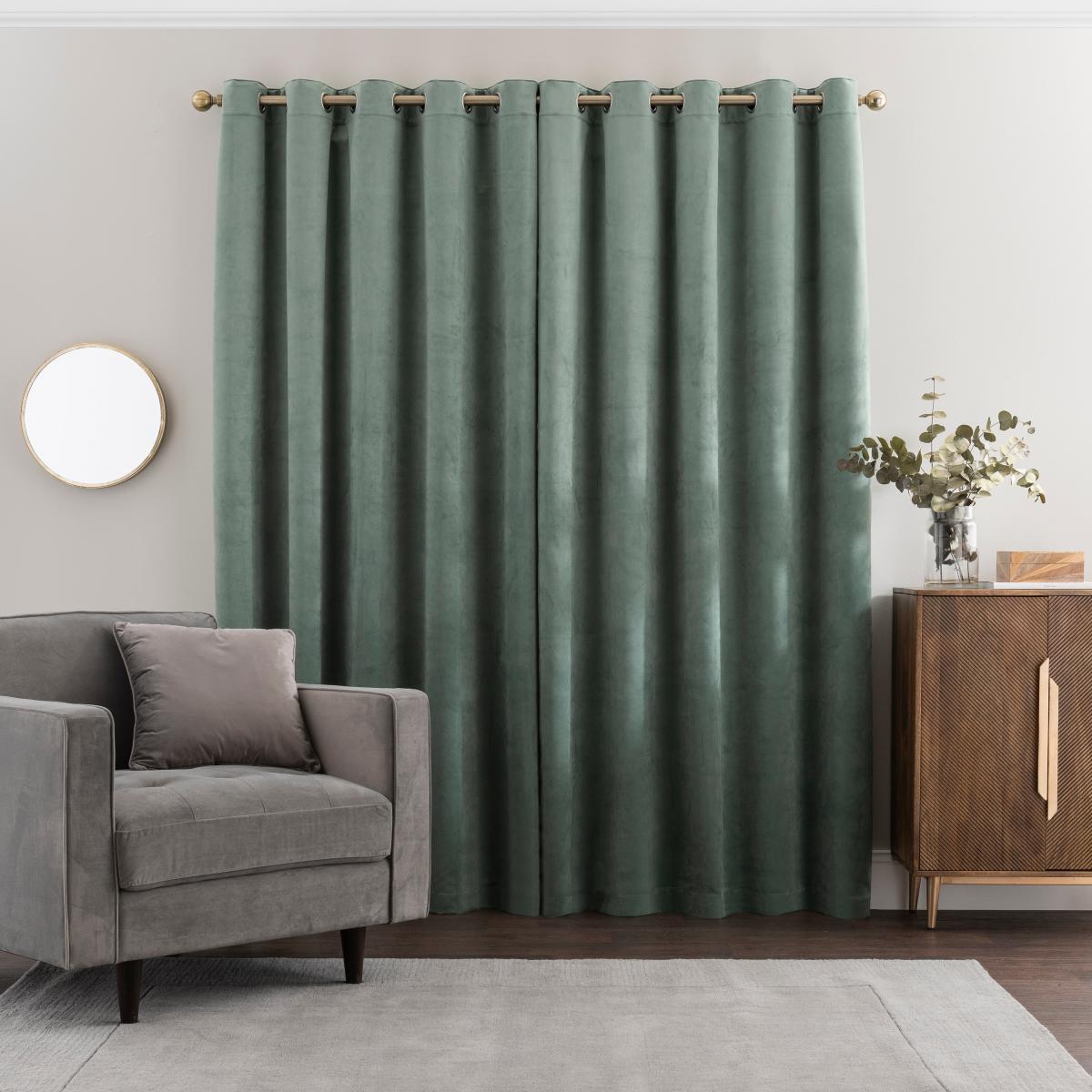 Isla Lilypad Thermal Ultra Blackout Eyelet Curtains Light Green – image 4