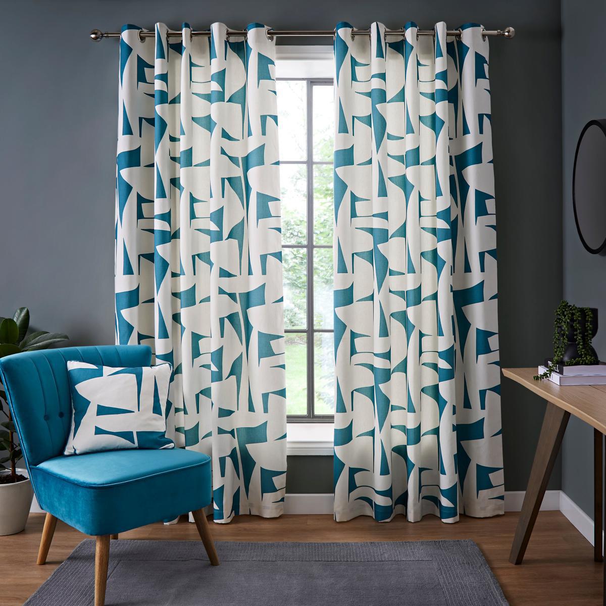 Elements Klipp Teal Eyelet Curtains Teal (Green) – image 2