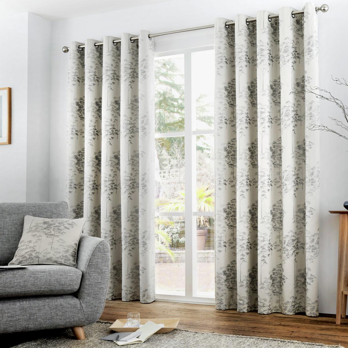 Curtina Elmwood Silver Eyelet Curtains Silver – image 1