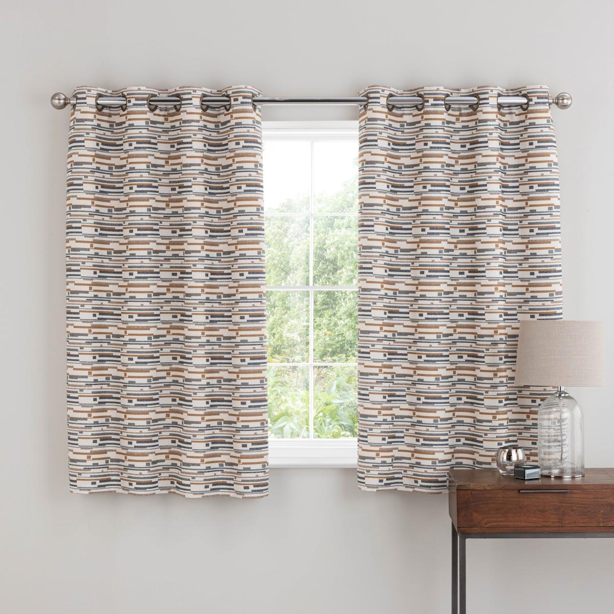 Matrix Boucle Ochre Eyelet Curtains Brown/White/Grey – image 5
