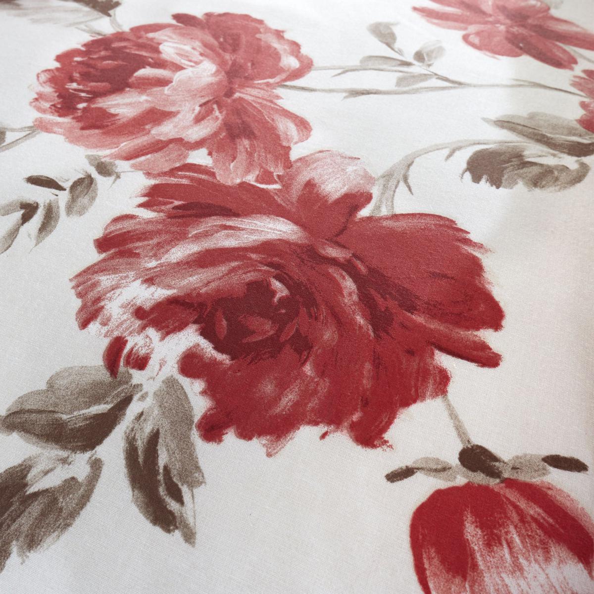 Catherine Lansfield Painted Floral Red Eyelet Curtains Red, Brown and White – image 3