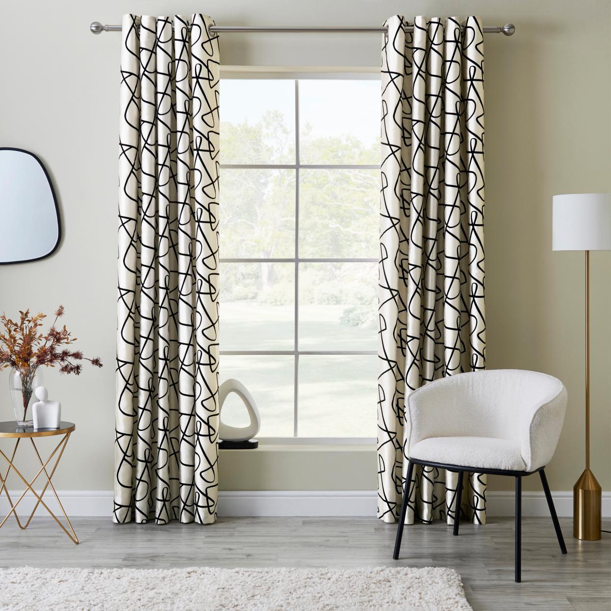 Mono Curves Ivory Eyelet Curtains Ivory – image 2