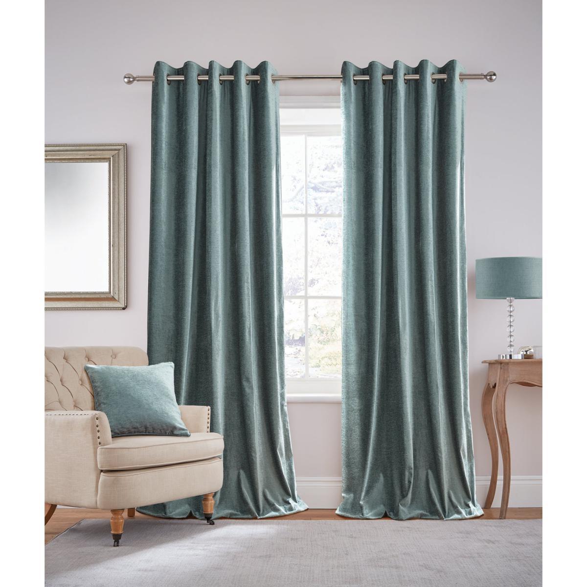 Dorma Lymington Mineral Chenille Eyelet Curtains Blue – image 2