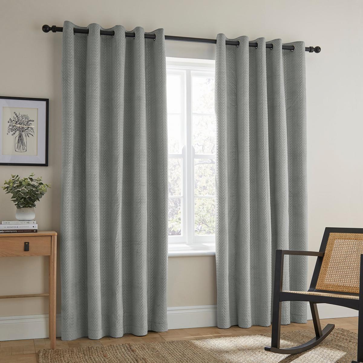 Pinsonic Plait Stone Eyelet Curtains Beige – image 2