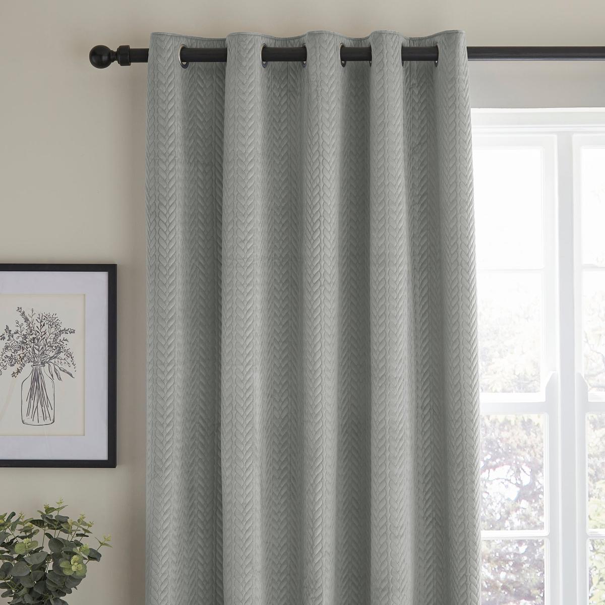 Pinsonic Plait Stone Eyelet Curtains Beige – image 1