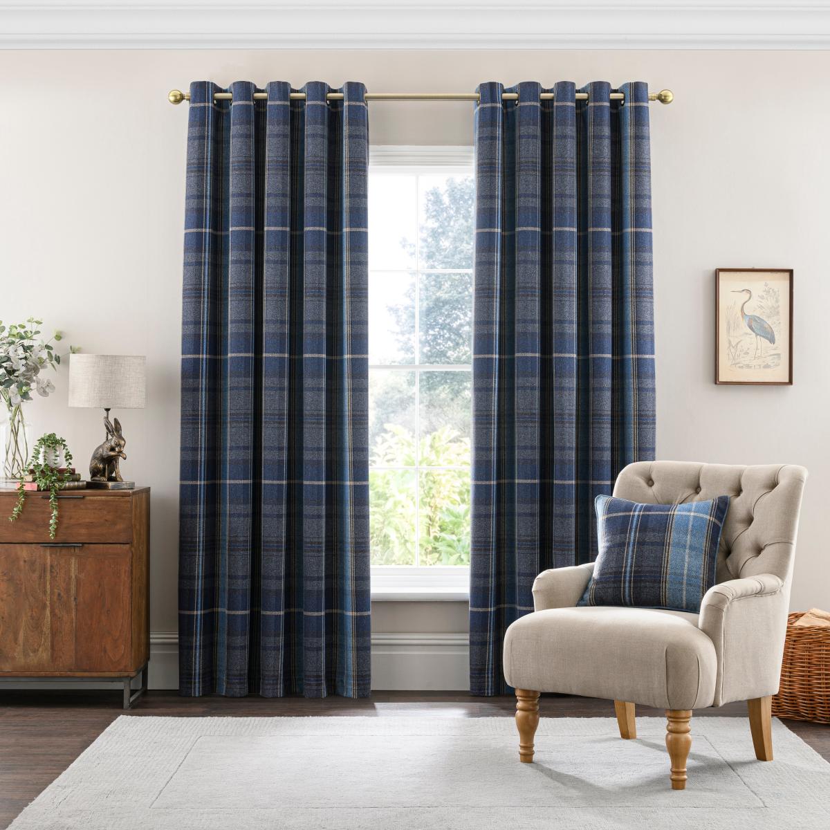Haddington Eyelet Curtains Blue Blue – image 2