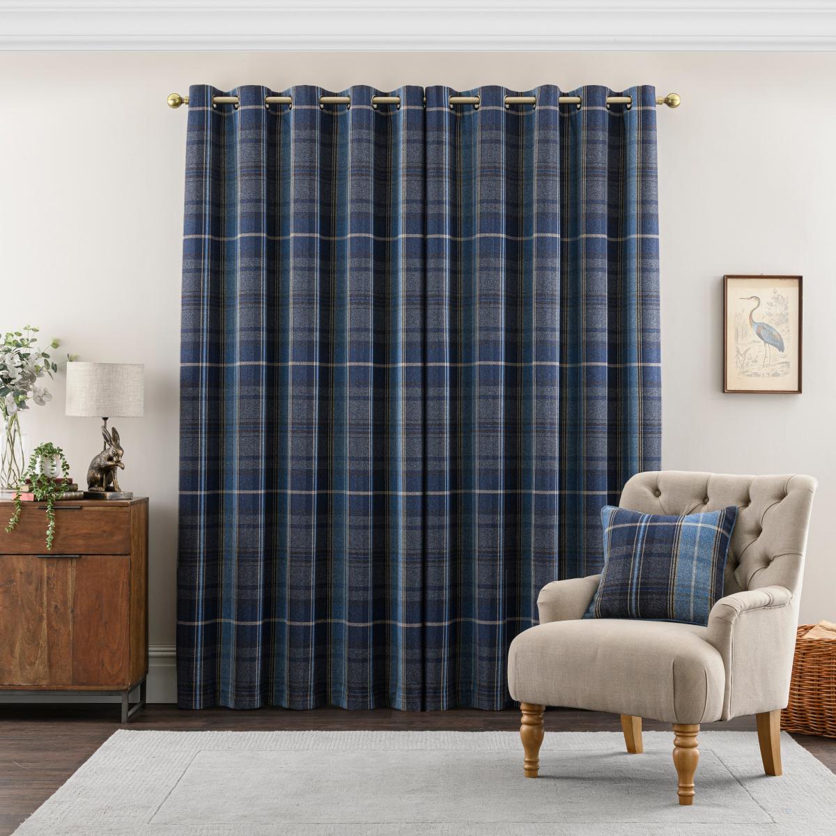 Haddington Eyelet Curtains Blue Blue – image 4