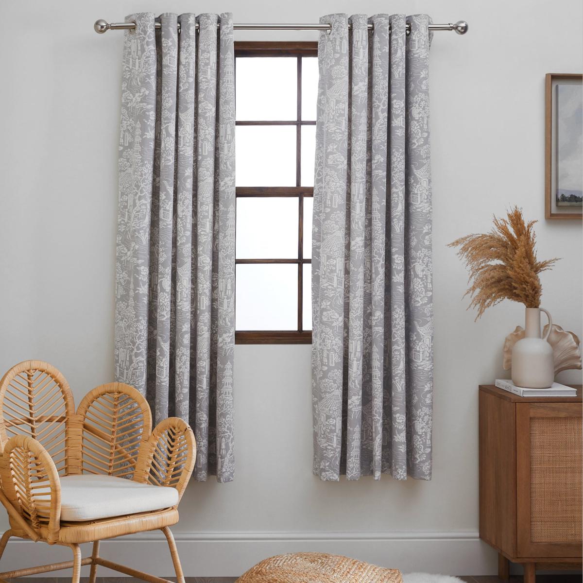 Pagoda Grey Eyelet Curtains Grey – image 2