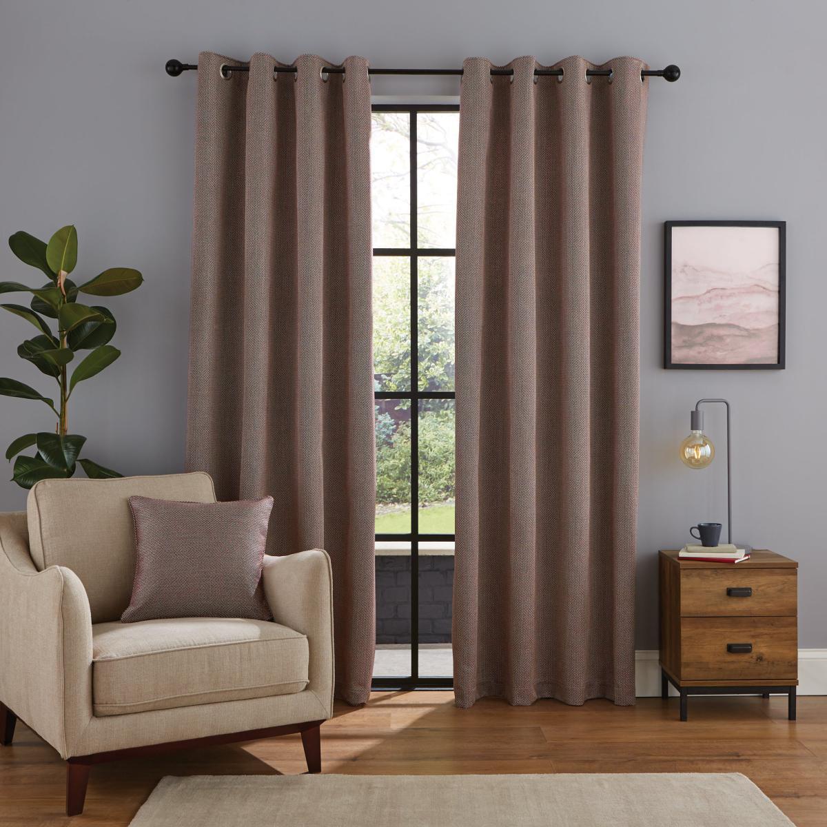Harper Merlot Eyelet Curtains Red – image 2
