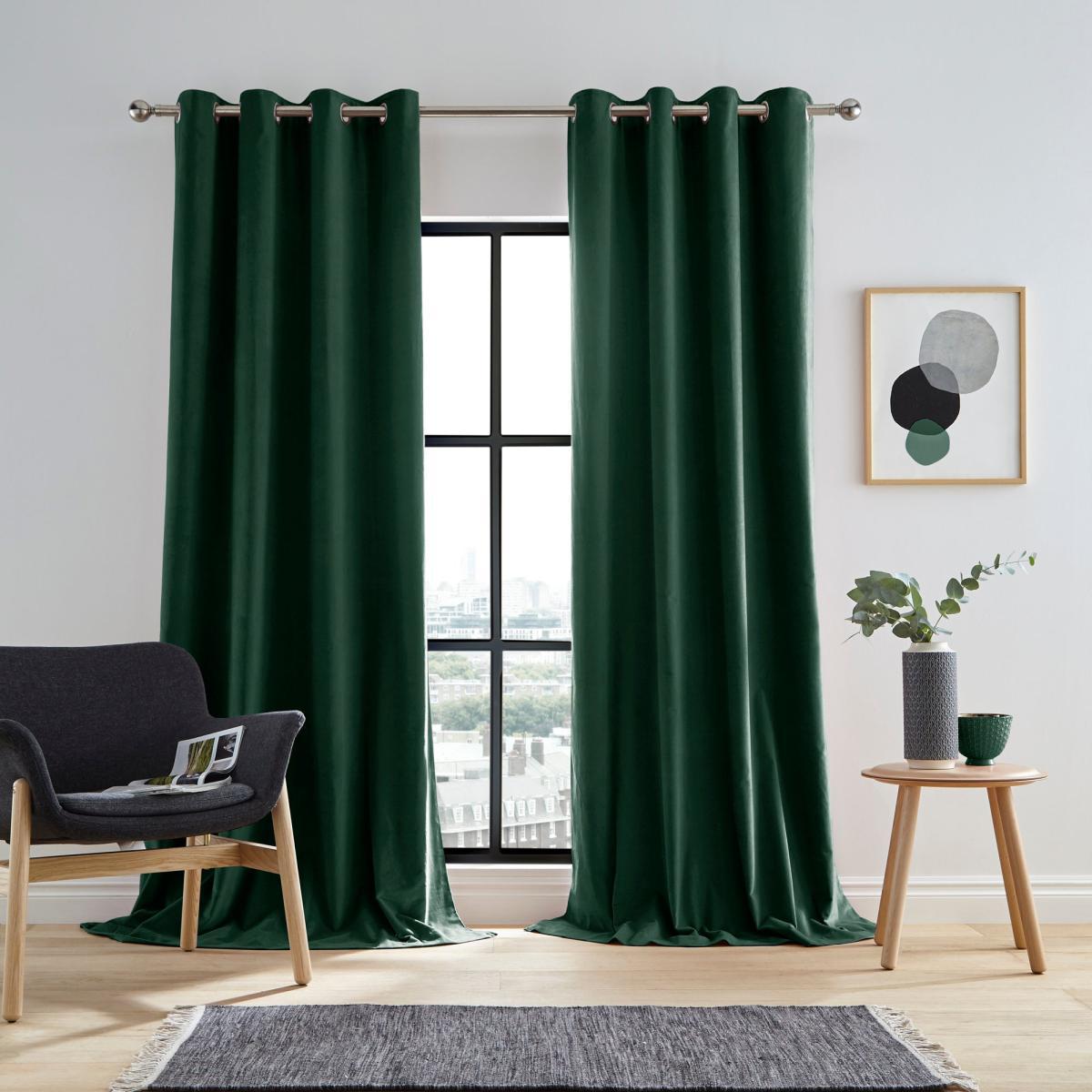 Peyton Emerald Eyelet Curtains Green – image 2