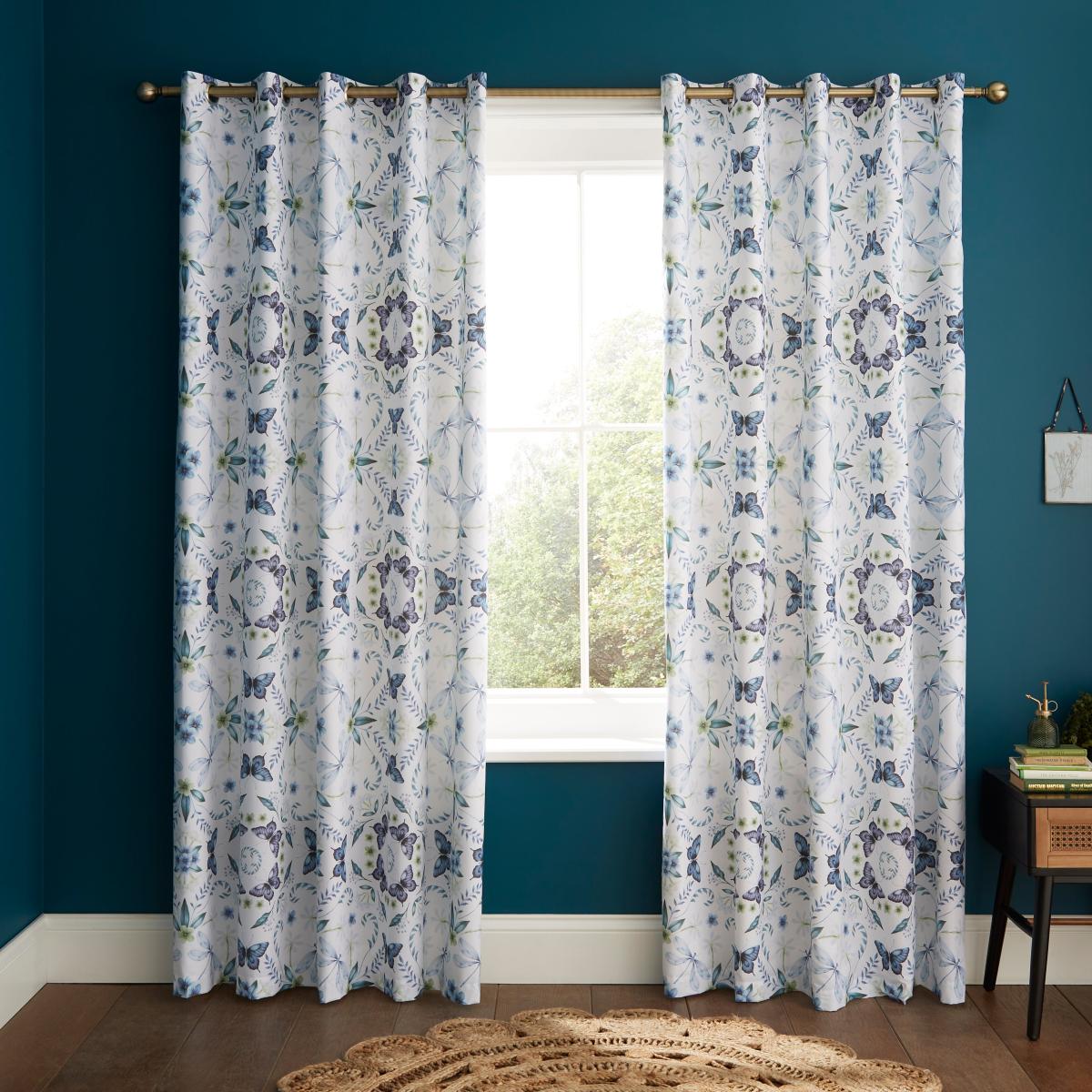 Fantastical Gardens Blue Blackout Eyelet Curtains Blue – image 4