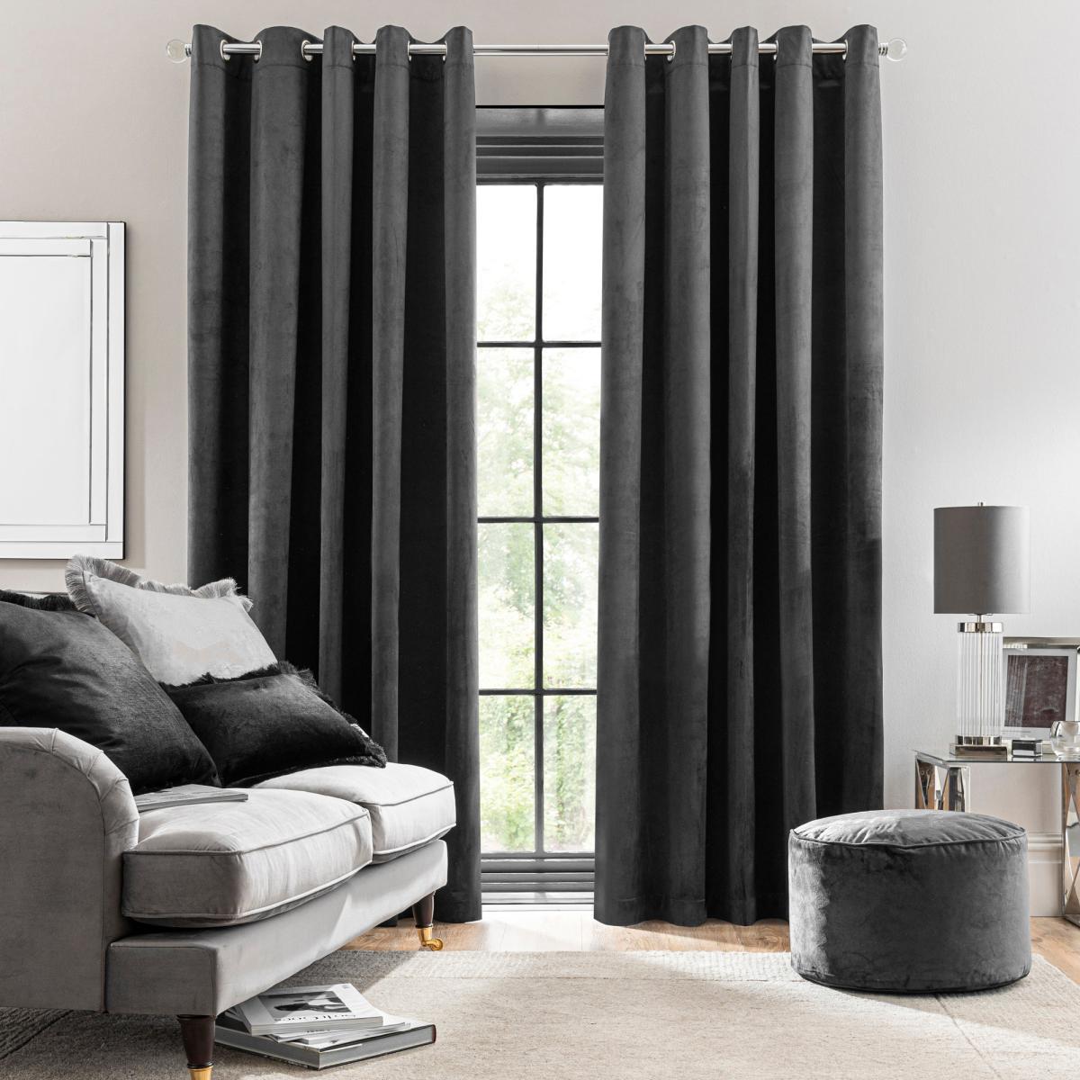 Isla Charcoal Eyelet Curtains Grey – image 2