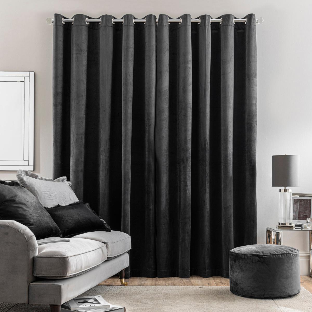 Isla Charcoal Eyelet Curtains Grey – image 3