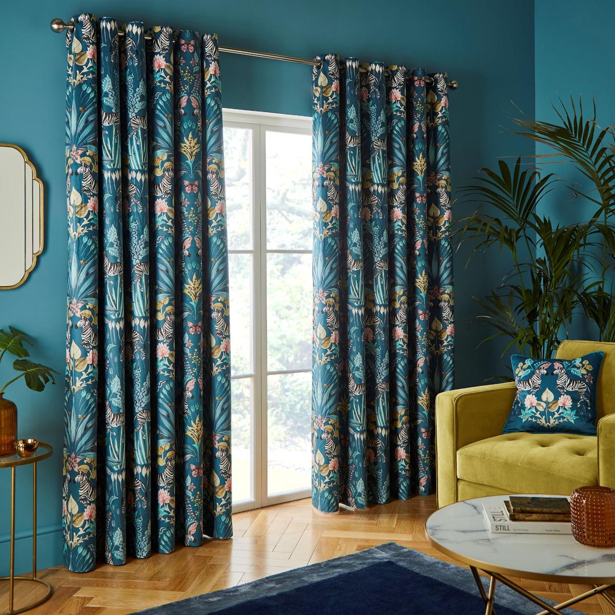 Utopia Teal Eyelet Curtains Teal (Green) – image 2