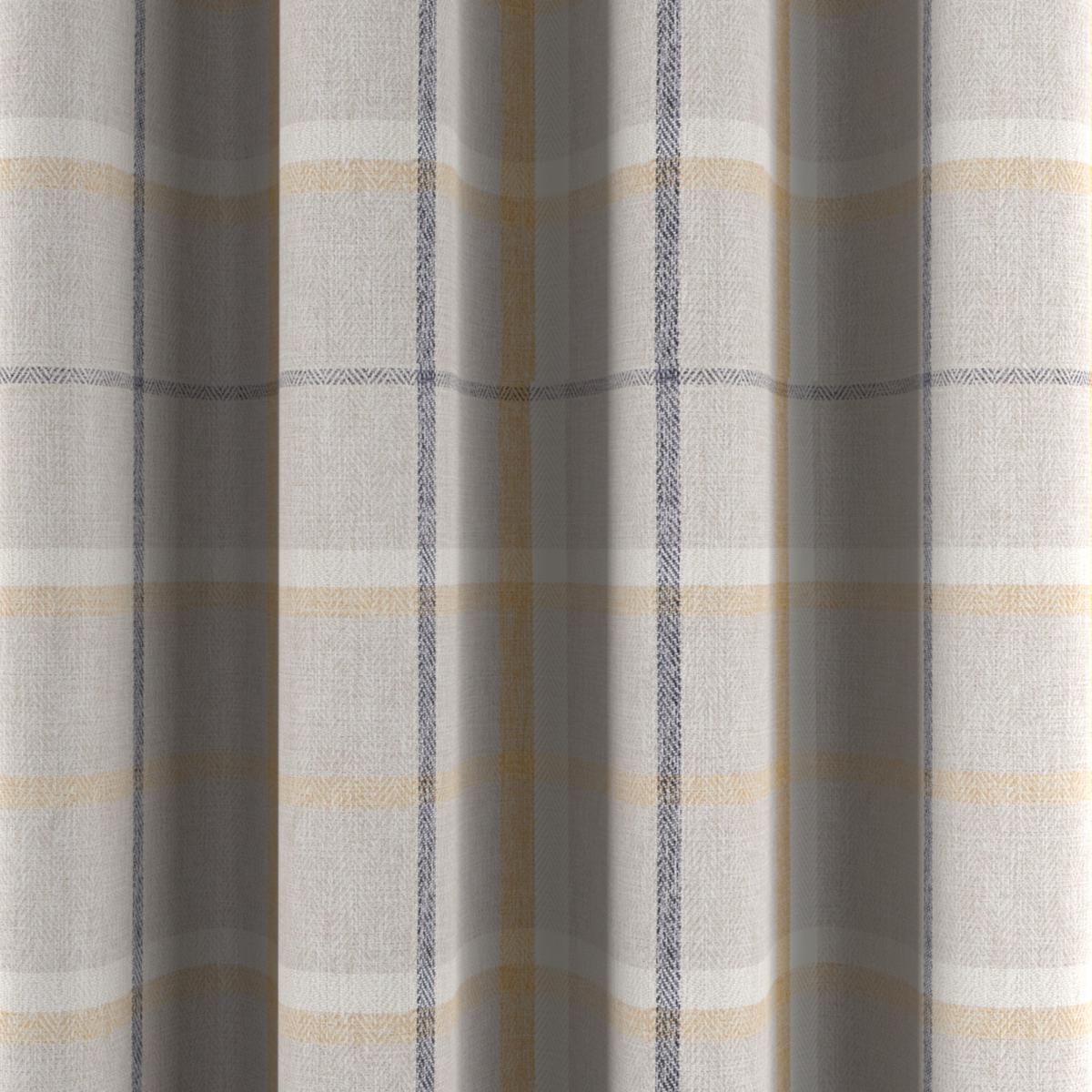 Bergen Check Ochre Blackout Eyelet Curtains Beige, Yellow and Blue – image 3