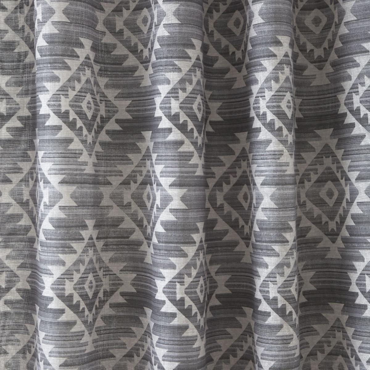 Catherine Lansfield Aztec Geo Charcoal Eyelet Curtains Grey/White – image 3