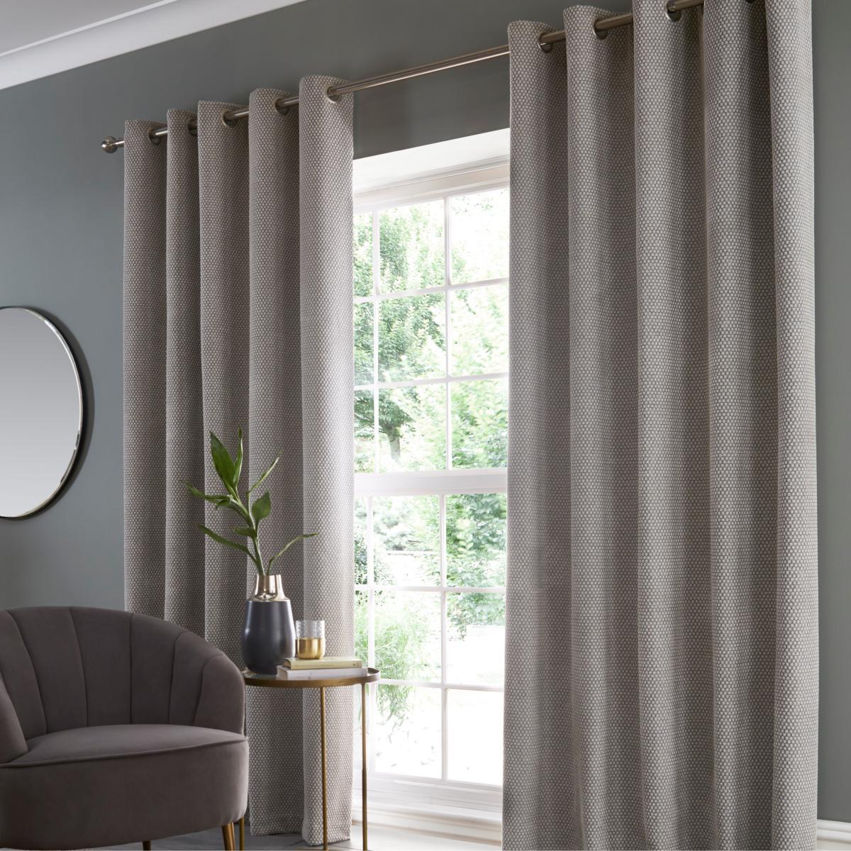 Hava Chenille Sandstone Eyelet Curtains Sandstone – image 2