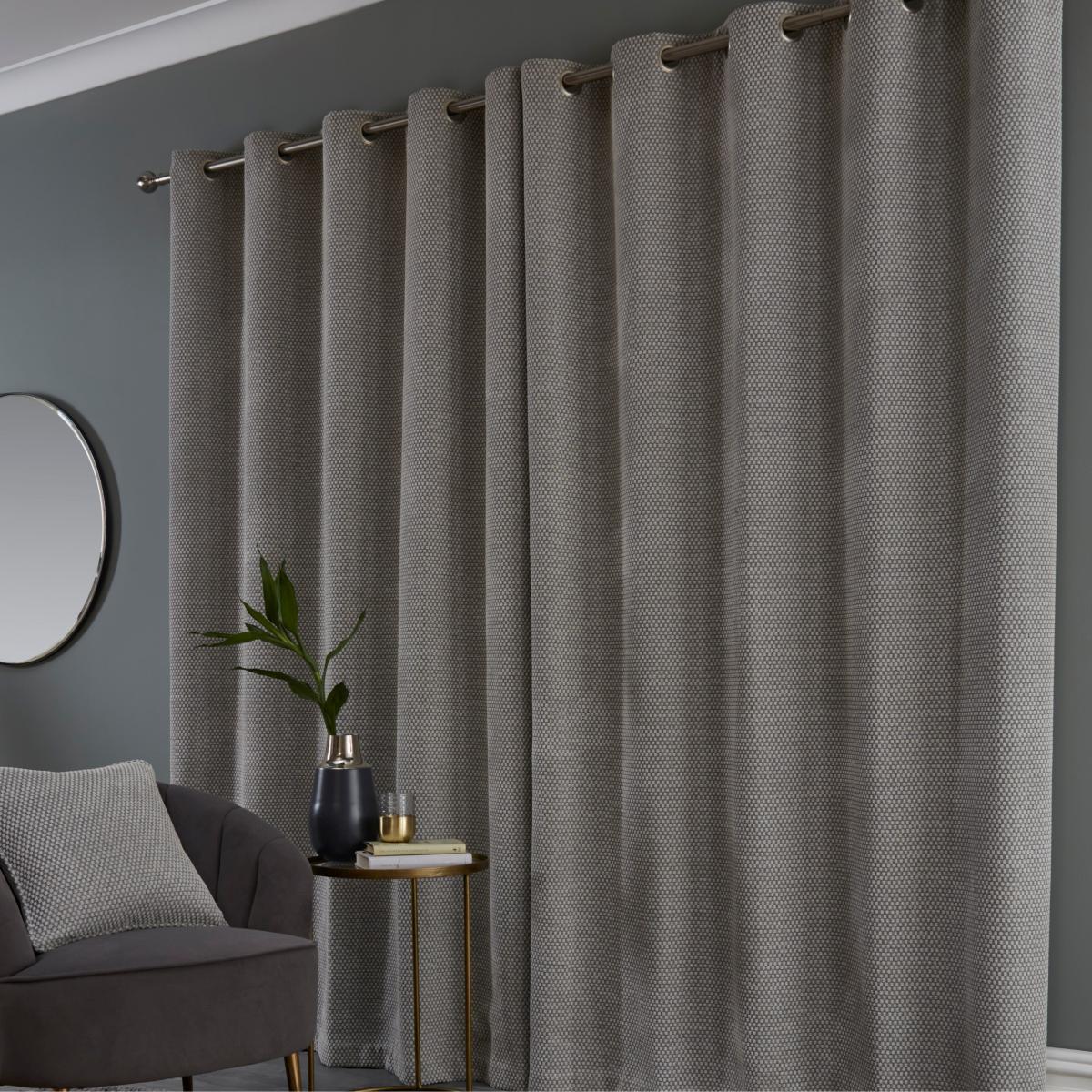 Hava Chenille Sandstone Eyelet Curtains Sandstone – image 4