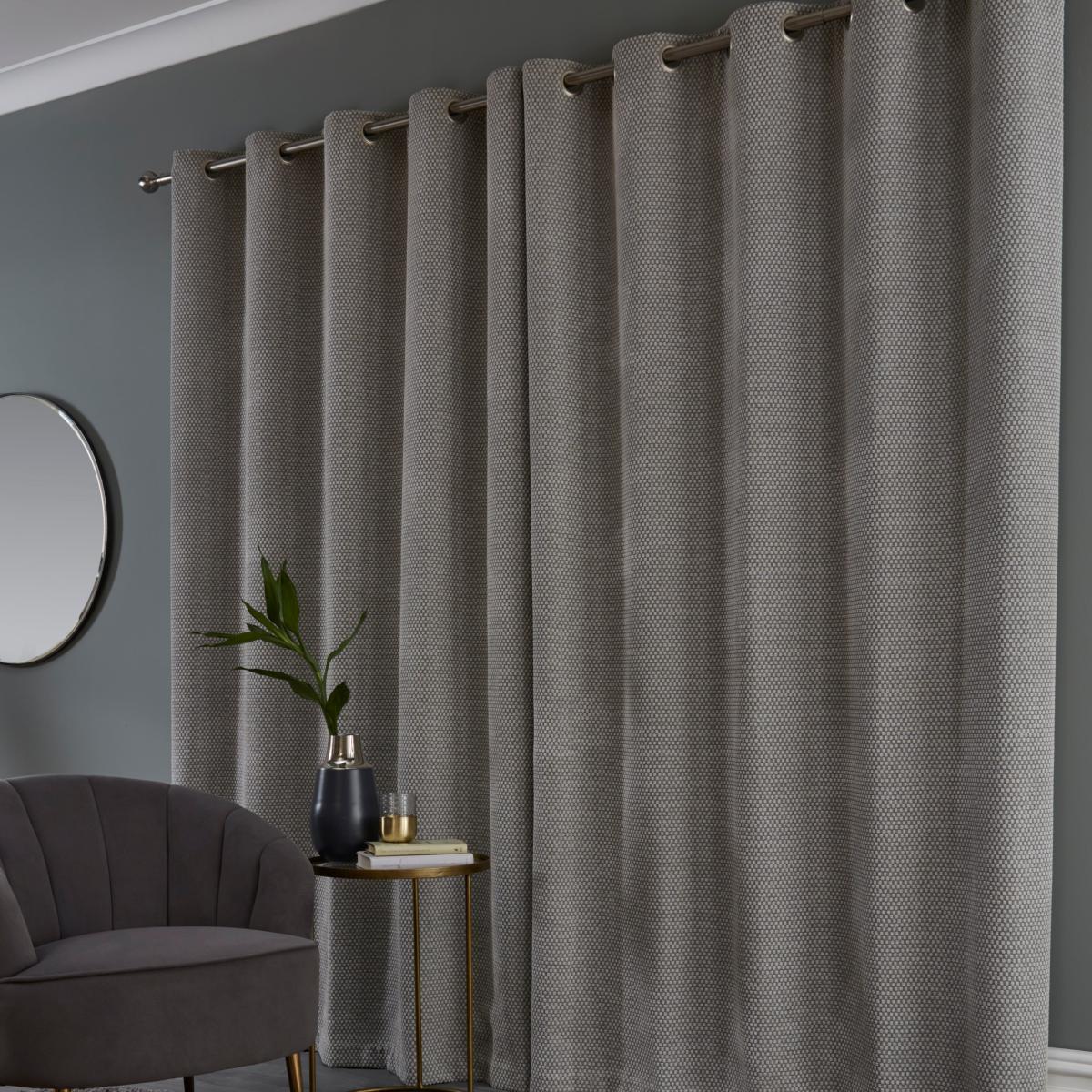 Hava Chenille Sandstone Eyelet Curtains Sandstone – image 5