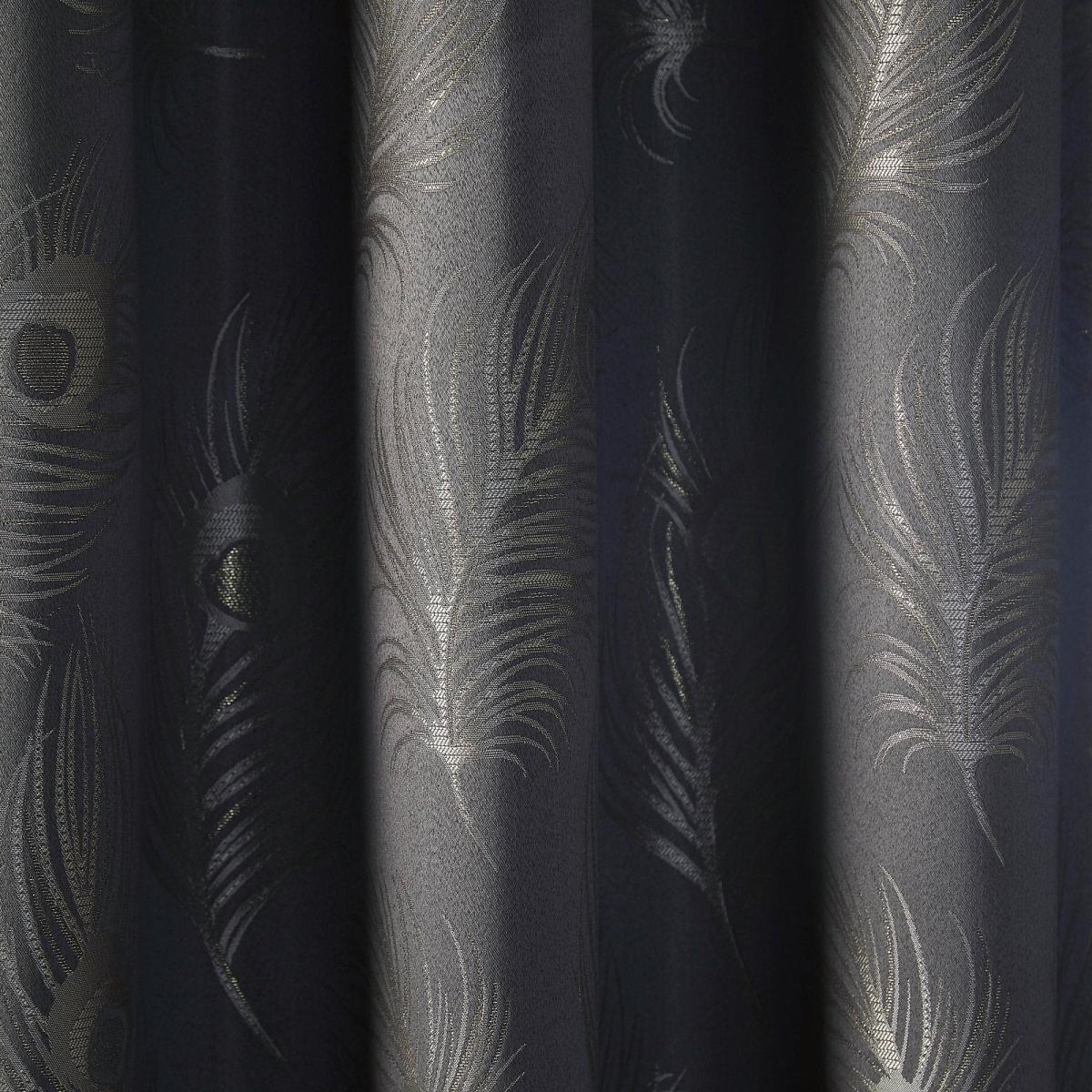 Curtina Feather Jacquard Slate Eyelet Curtains Dark Grey – image 3