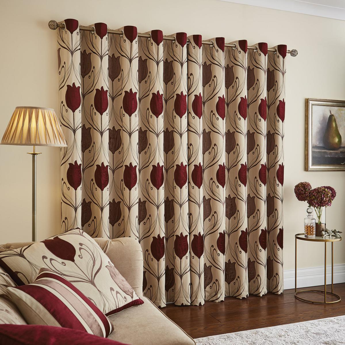 Lalique Wine Eyelet Curtains Red and Brown – image 3