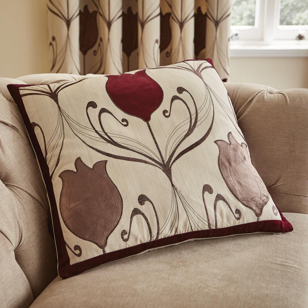 Lalique Wine Eyelet Curtains Red and Brown – image 7