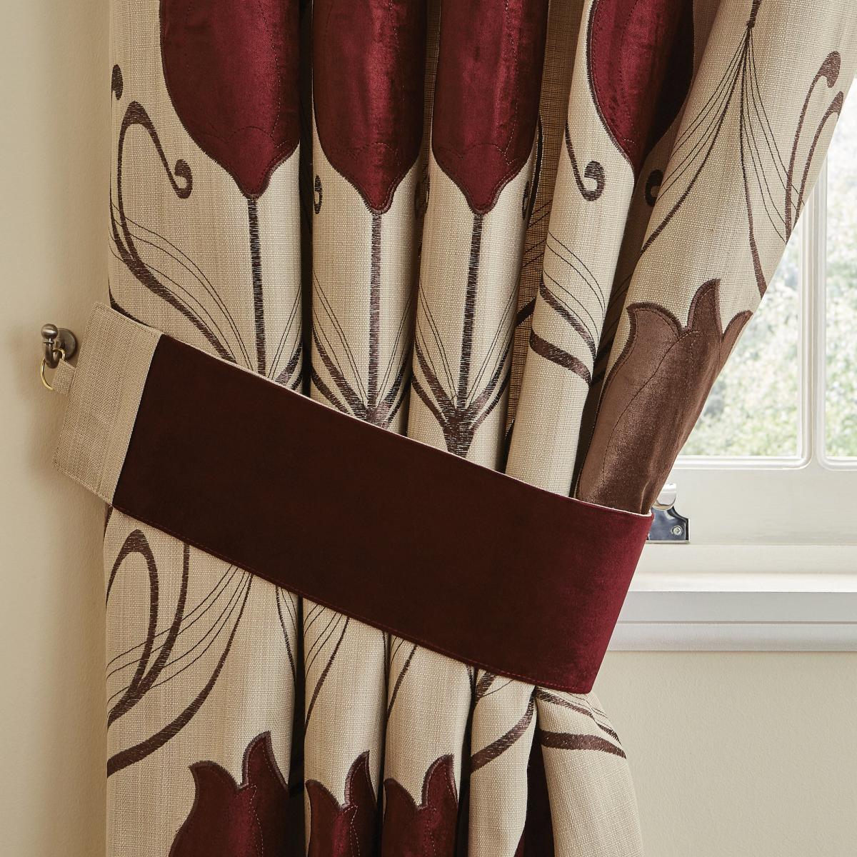 Lalique Wine Eyelet Curtains Red and Brown – image 8